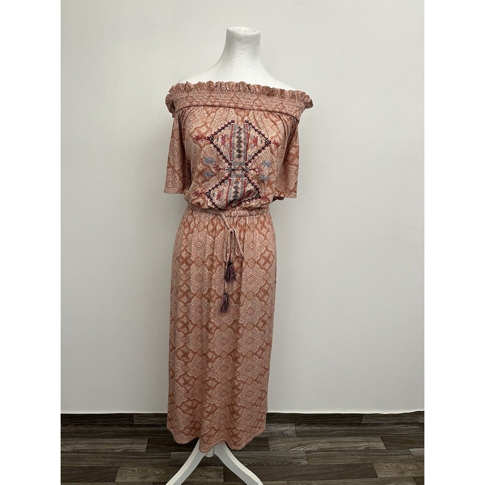 Artesia Women’s Midi Dress Off-the-Shoulder  Pullover XL  Drawstring Waist